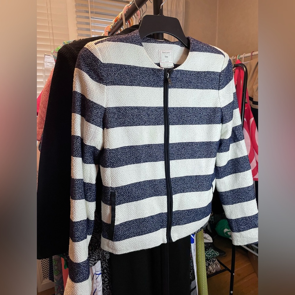 GAP Navy and White Striped Blazer